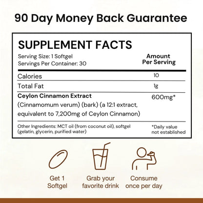 Ceylon Cinnamon 7200mg Equivalent with MCT Oil